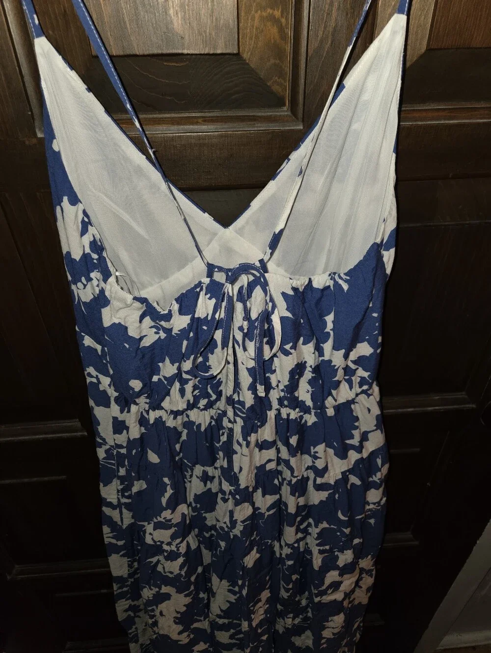 Abercrombie & Fitch Blue and White Flowy Tiered Maxi Dress